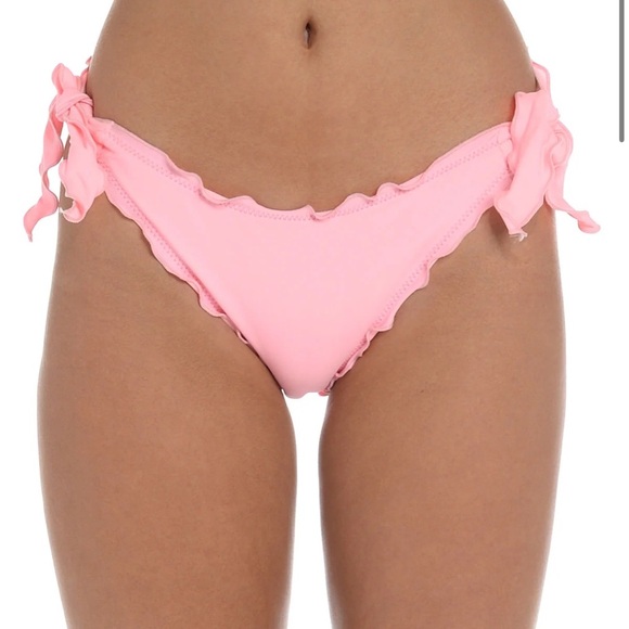 Hobie: Solids Tie Side Merrow Hipster bikini bottoms hot pink Size large - Picture 2 of 9